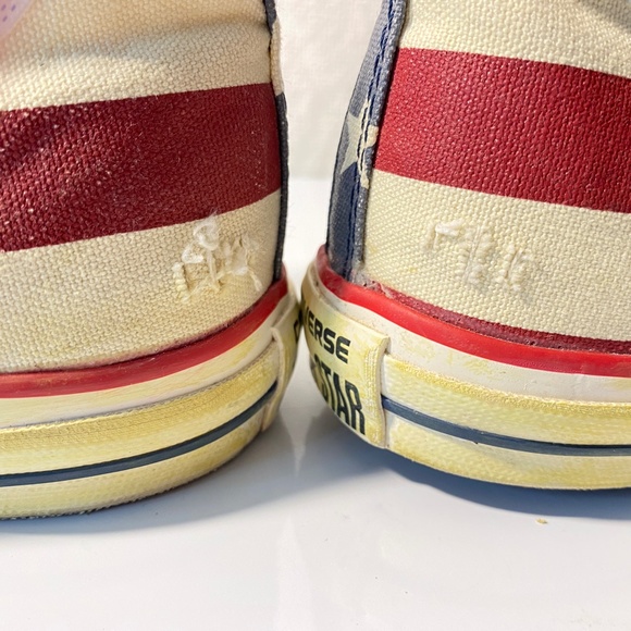 RARE Converse Distressed Stars & Stripes High Top Sneakers USA Flag M 10, W 12 - Picture 11 of 16